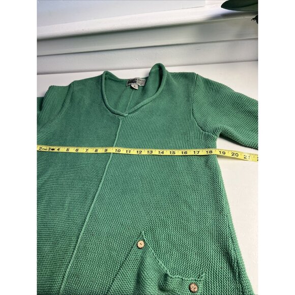 Habitat Womens M 100% Cotton Knit Tunic Sweater Green Lagenlook Button - Picture 4 of 8